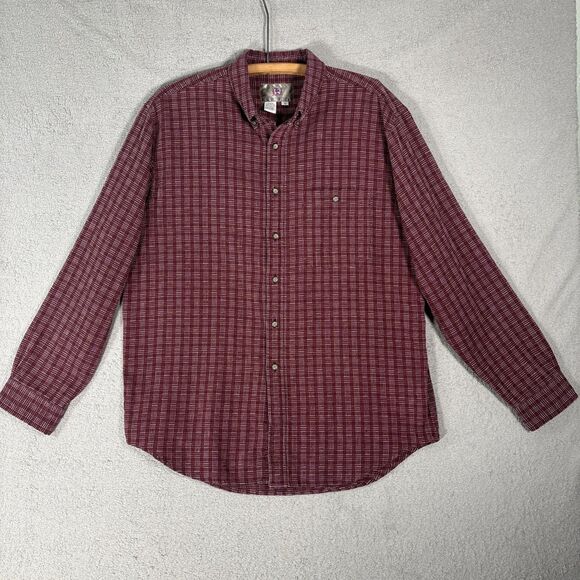 Territory Ahead Flannel Shirt Men’s Size L Burgundy White Textured - Picture 1 of 16